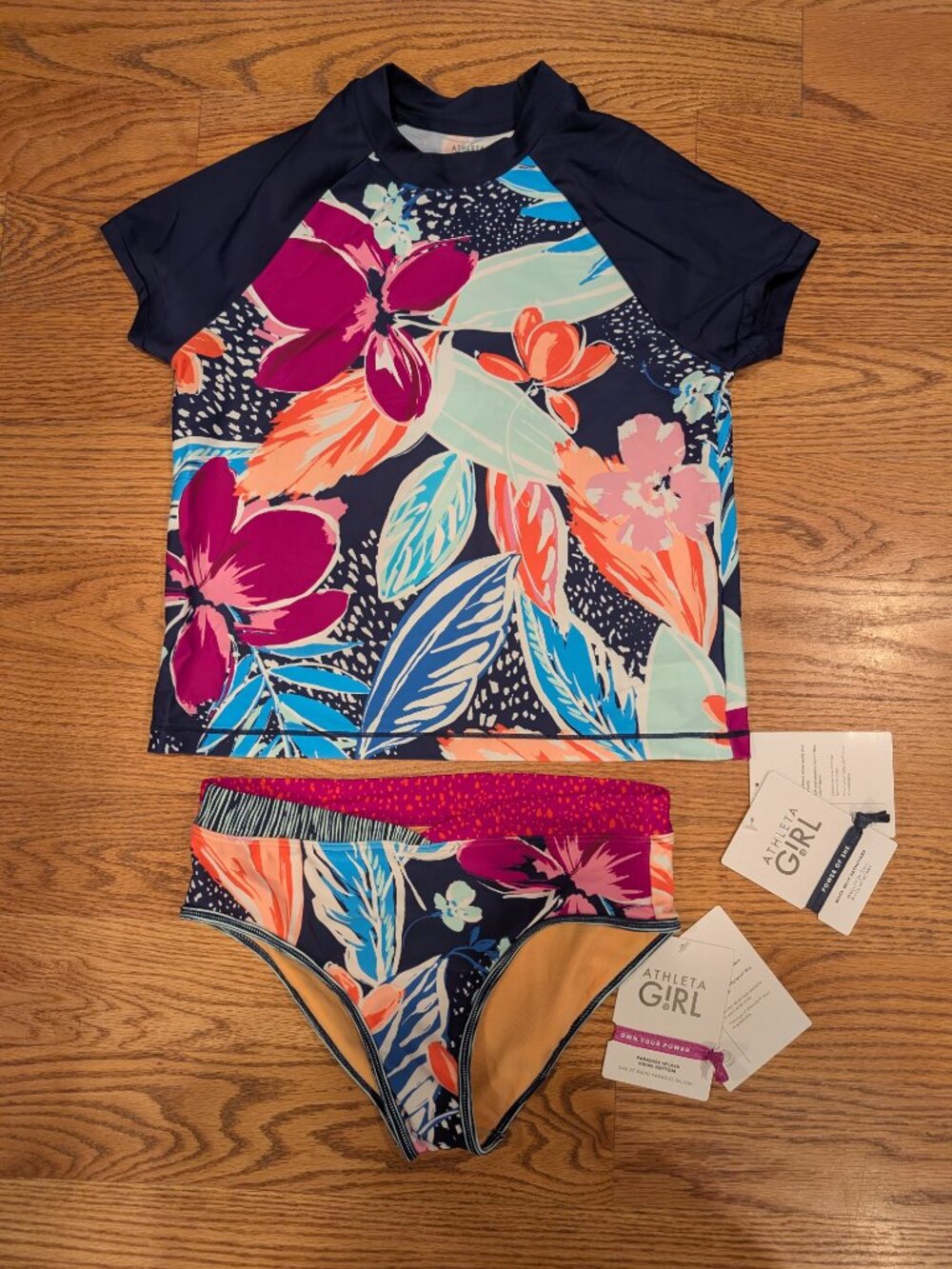 Girls rashguard & swim bikini bottoms -- Athleta